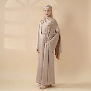 Satin Abaya With Matching Belt Made Of Diamond Tassel (ABA010)